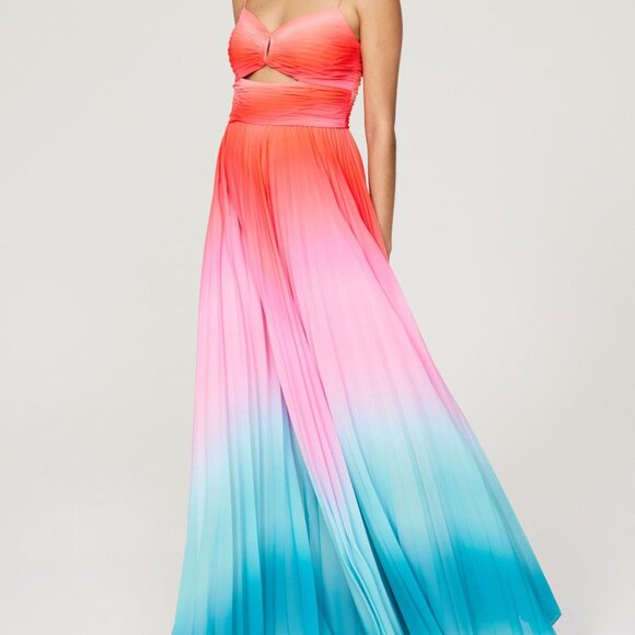 AMUR Pink and Blue Ombre Emmett Pleated Gown - Picture 7 of 8